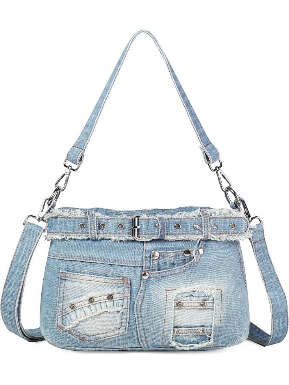 Trendy Denim Crossbody Bag with Rhinestones | Y2K Jean Handbag for Women